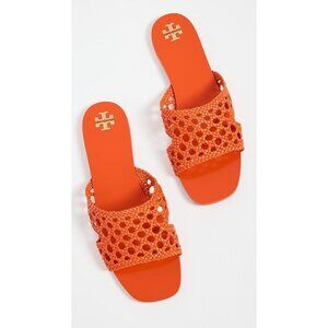 NEW Tory Burch Woven Slide Sandals Womens 6.5 Luxury Designer Casual Chic Orange